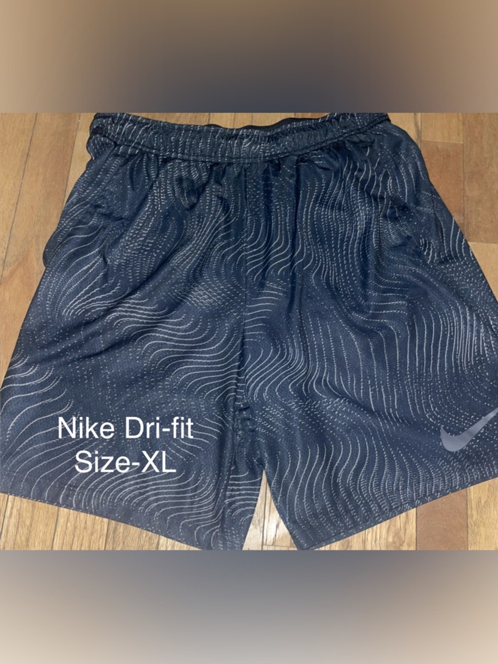 Nike Black Dri-FIT Performance Shorts with Subtle Gray Wave Print